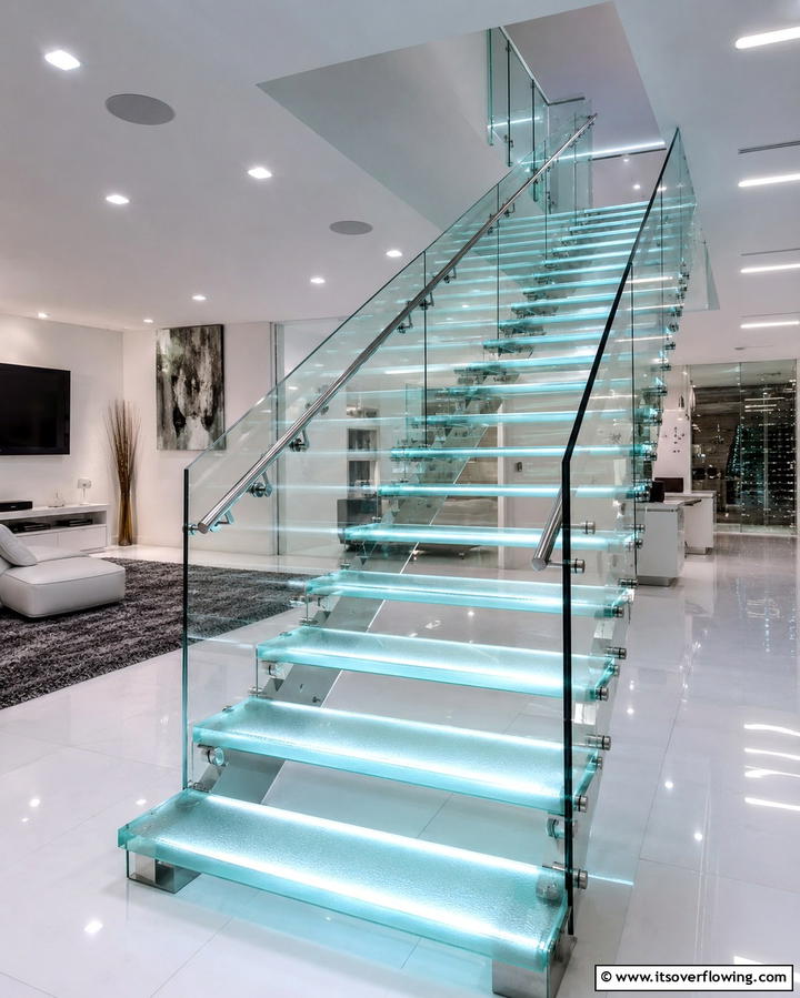 Glass Steps for a Futuristic Vibe - 25 Basement Stair Ideas to Transform Your Space