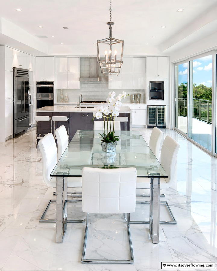 Glass Table for a Modern Touch - 25 Eat in Kitchen Ideas for a Cozy and Functional Dining Space