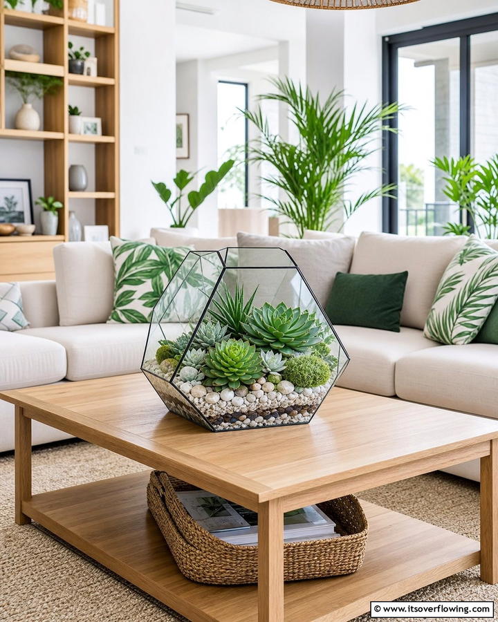 Glass Terrarium - 20 Coffee Table Centerpiece Ideas for Stylish Living Rooms