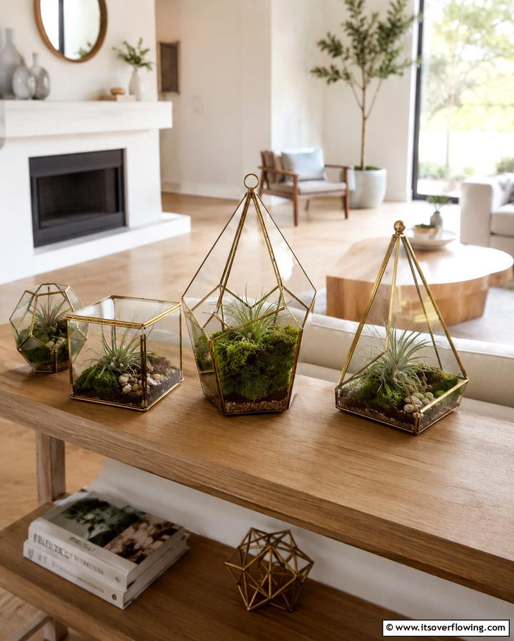 Glass Terrariums - 25 Sofa Table Decor Ideas to Elevate Your Space