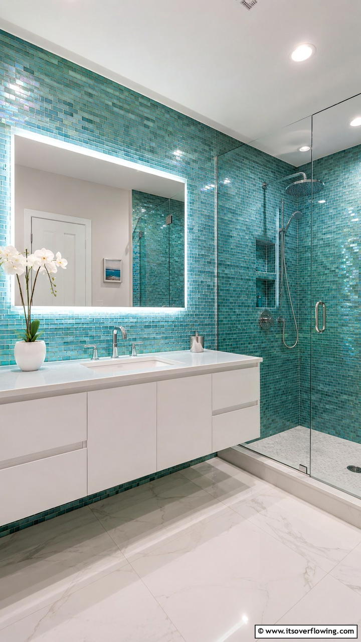 Glass Tile Backsplashes - 30 Bathroom Tile Ideas to Refresh Your Space with Style