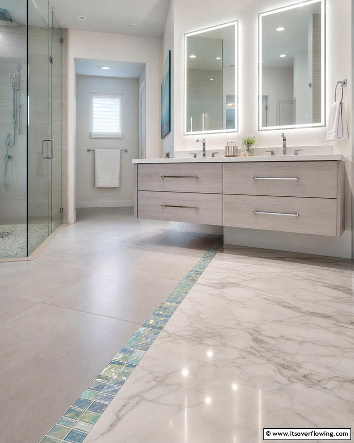 Glass Tile Borders - 20 Floor Transition Ideas for a Seamless Look