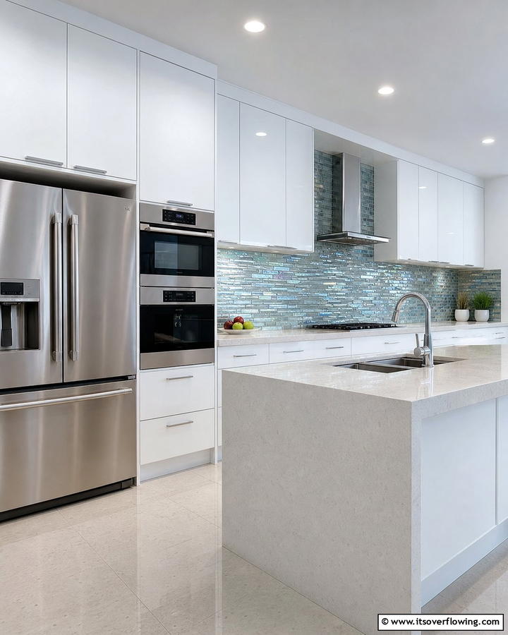 Glass Tile Modern - 30 Kitchen Splashback Ideas for Chic and Practical Walls