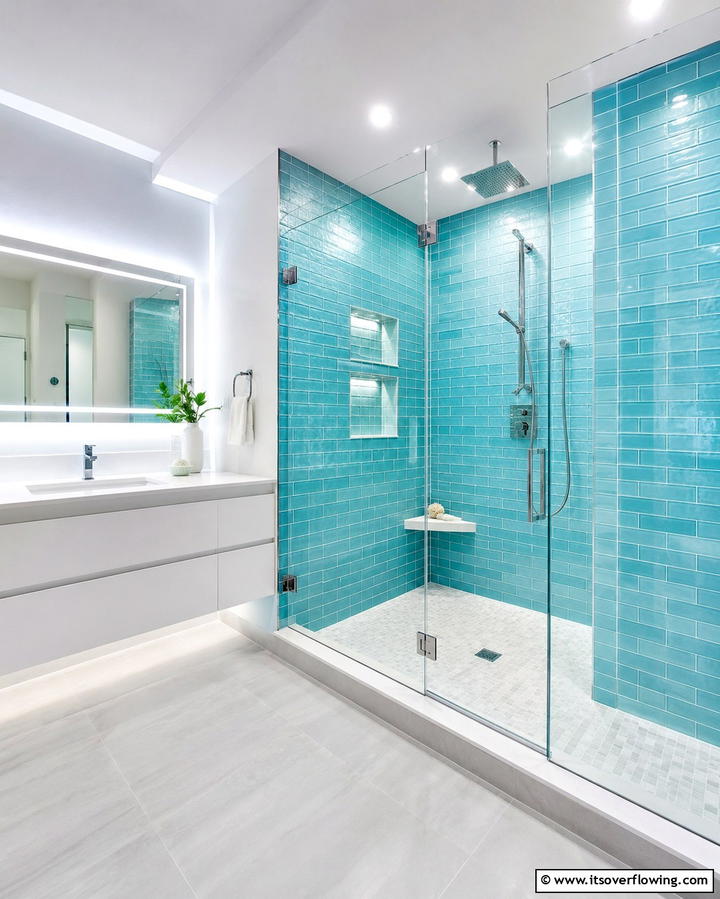 Glass Tile Shower Surrounds - 25 Shower Surround Ideas to Refresh Your Bathroom