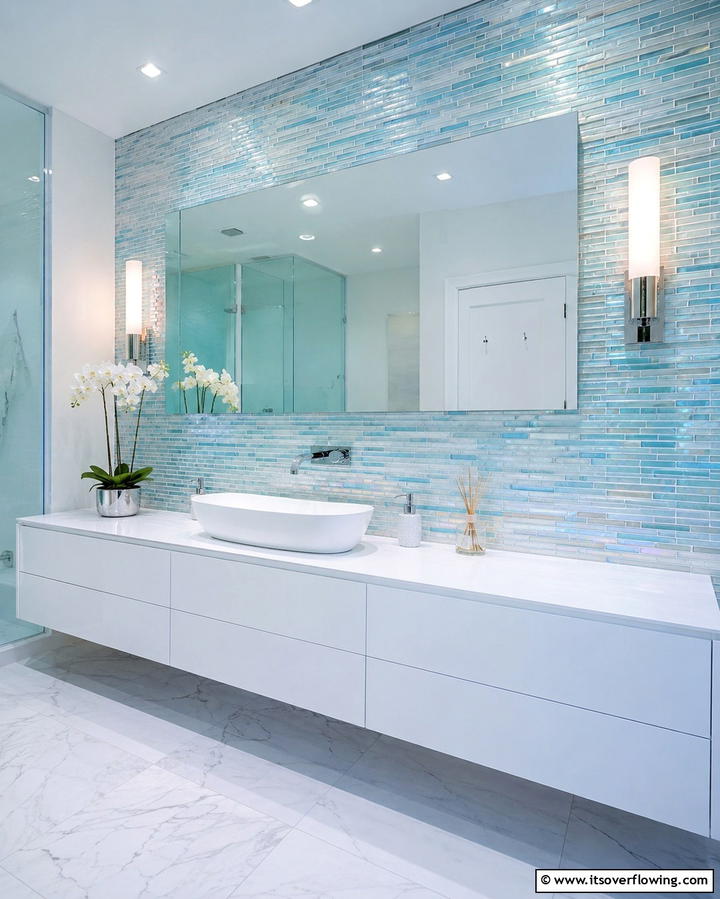 Glass Tiles for a Sleek and Modern Look - 25 Bathroom Backsplash Ideas for a Stylish Upgrade