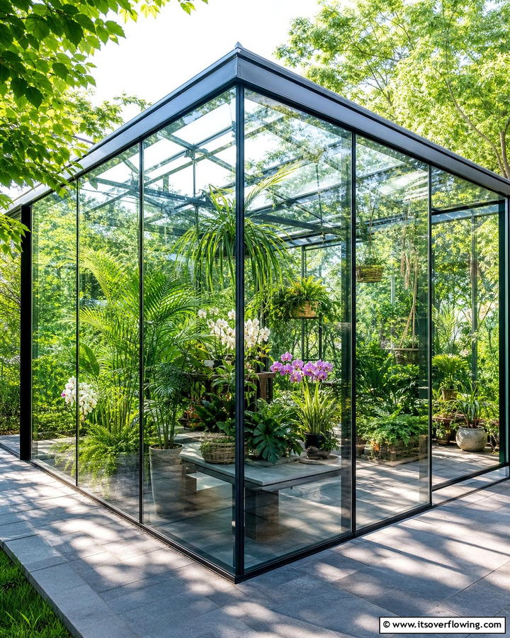 Glass To Ground Design - 20 Innovative Corner Greenhouse Ideas for Gardeners