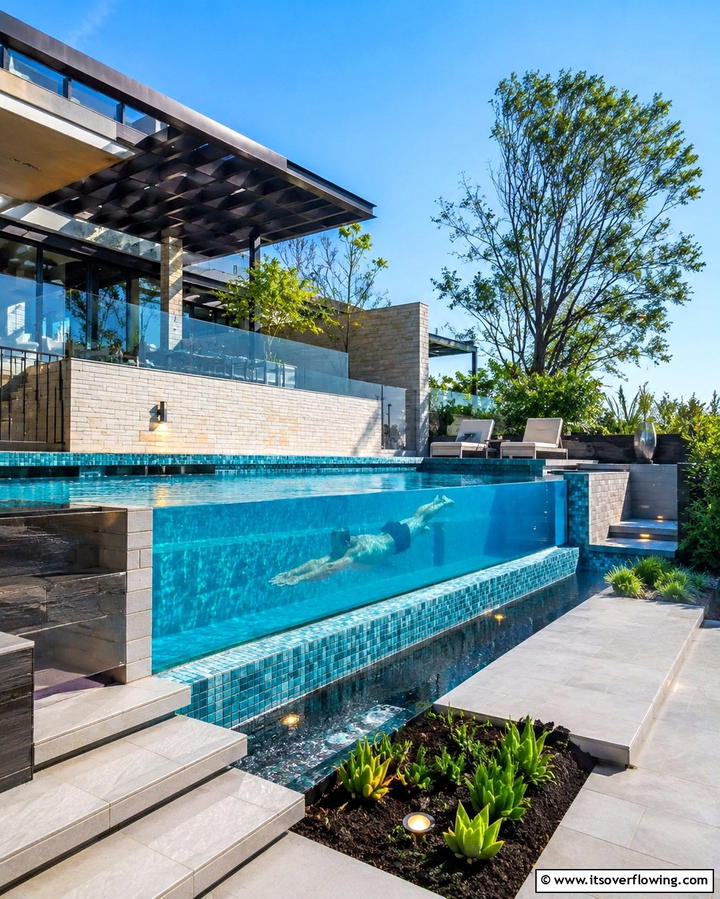 Glass Walled Pools - 25 Backyard Pool Ideas for Summer Fun and Relaxation