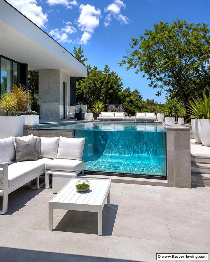 Glass Walled Spool Pool - 25 Spool Pool Ideas for Compact Backyard Spaces