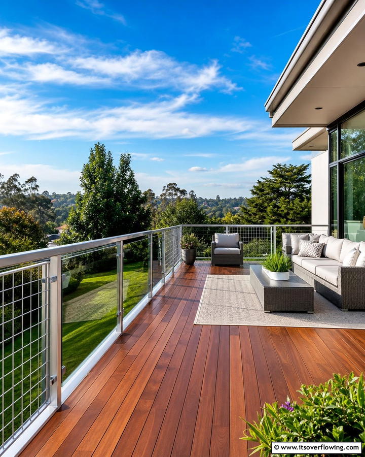 Glass and Hog Wire Combo Railing - 20 Hog Wire Deck Railing Ideas for Rustic Charm