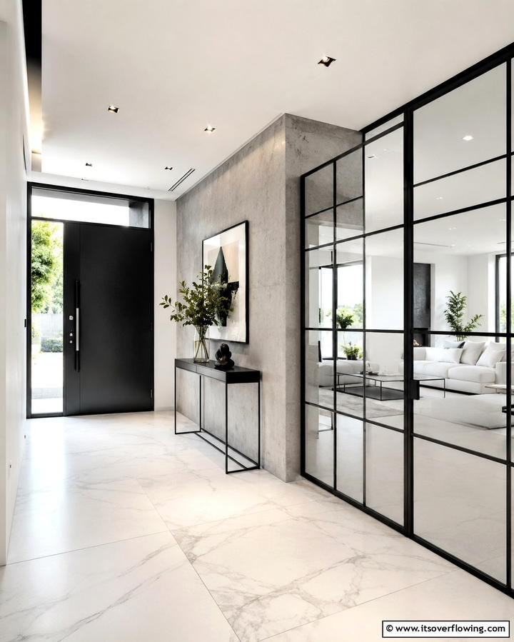 Glass and Metal Combo - 30 Modern Entryway Ideas- First Impressions with Style