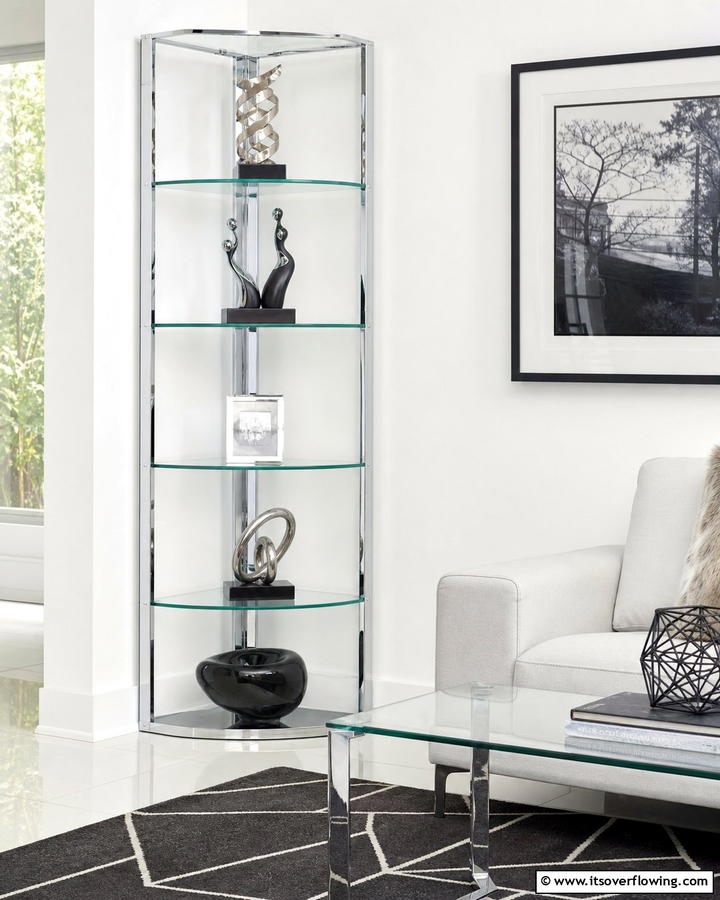 Glass and Metal Corner Shelf - 21 Corner Shelf Ideas for Stylish Space Optimization