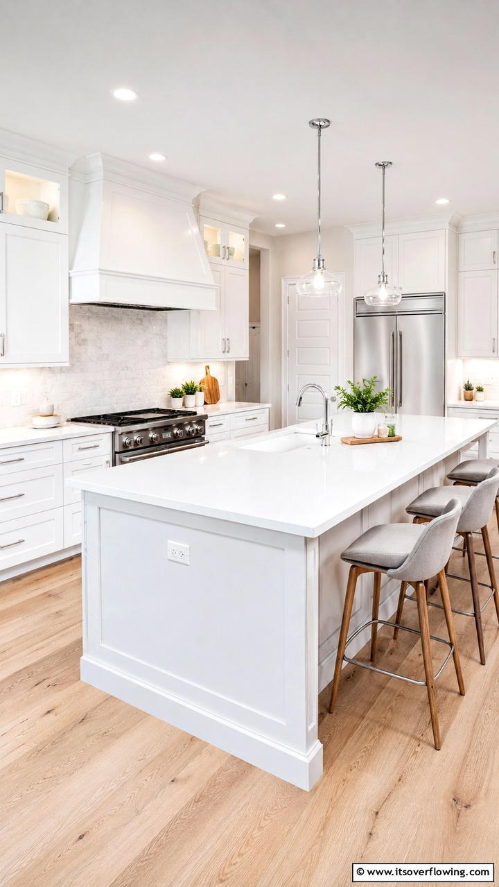 Gleaming White Countertops - 21 Timeless White Kitchen Ideas for a Clean, Bright Look