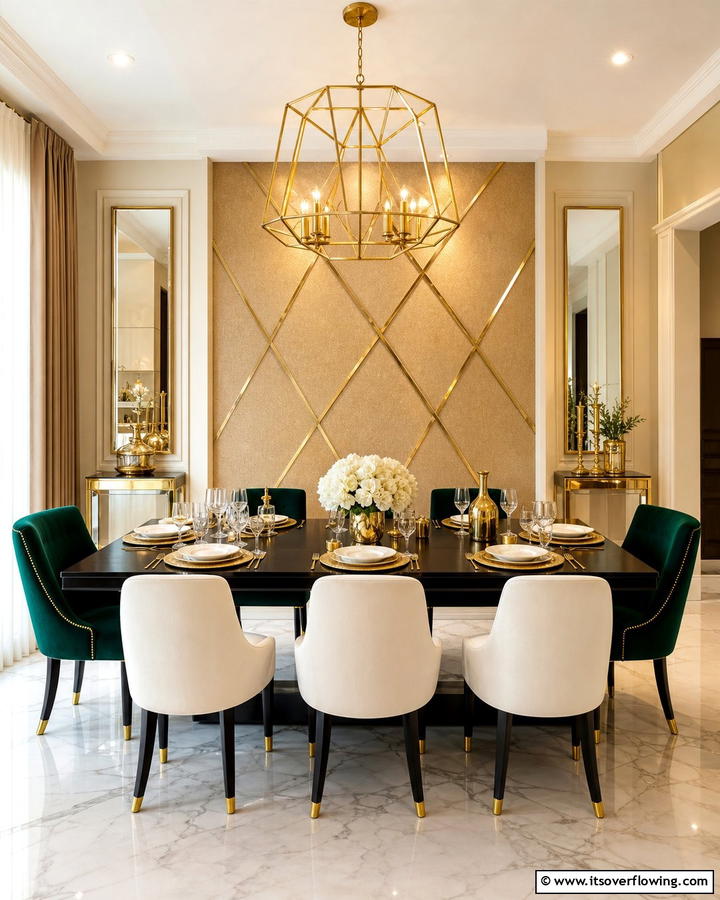 Glistening Gold Accents - 21 Dining Room Paint Colors for a Cozy Atmosphere