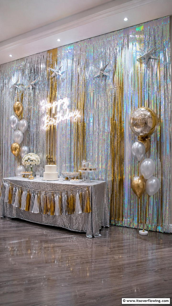 Glittery Streamer Drapes - 30 Birthday Decoration Ideas for Memorable Celebrations