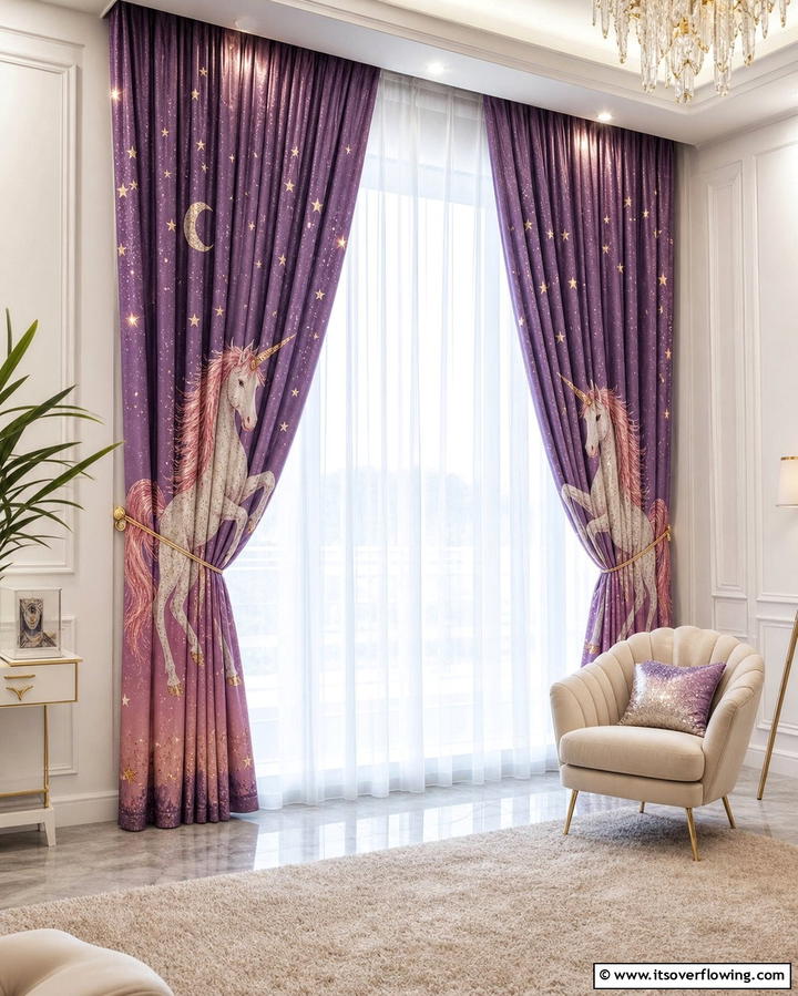 Glittery Unicorn Curtains - 25 Unicorn Bedroom Ideas for a Magical Space
