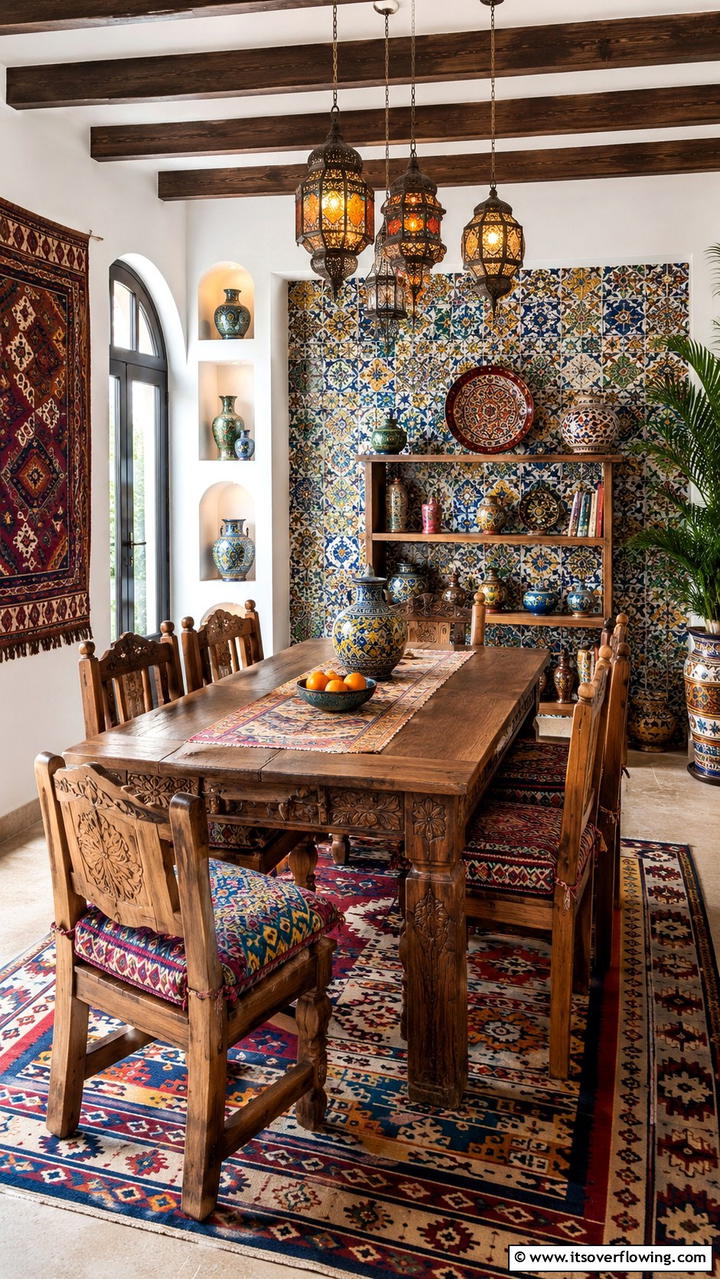 Global Inspired Flair - 30 Boho Dining Room Ideas for Eclectic, Free-Spirited Style