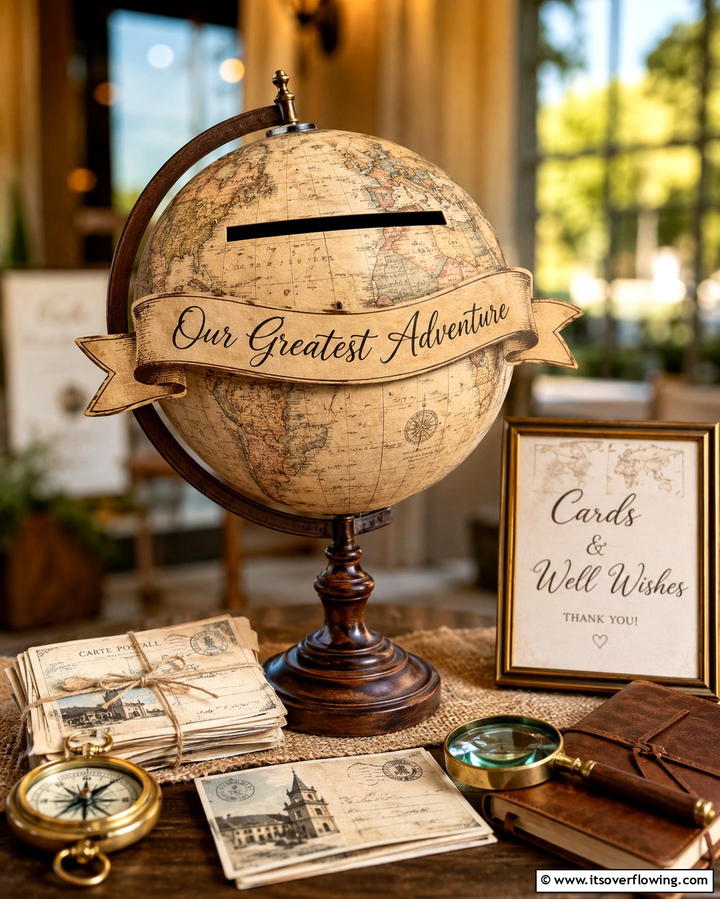 Globe Card Holder - 30 Creative Wedding Card Box Designs for Guests