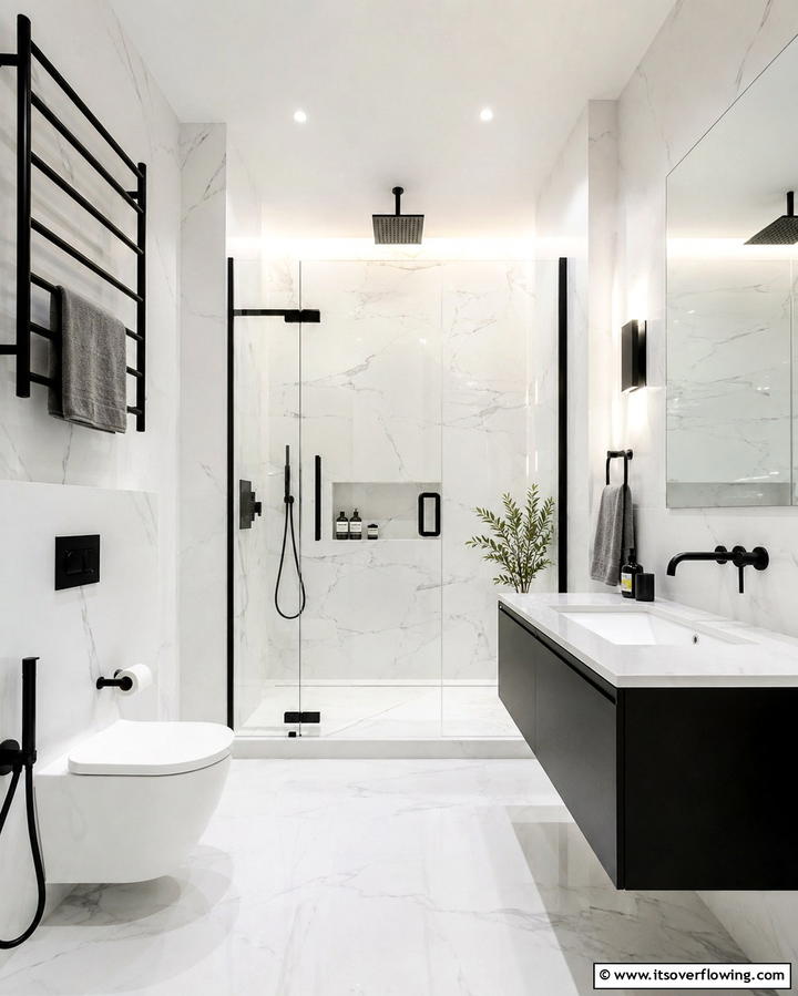 Glossy Black Fixtures - 30 Art Deco Bathroom Ideas for Glamorous Geometric Design