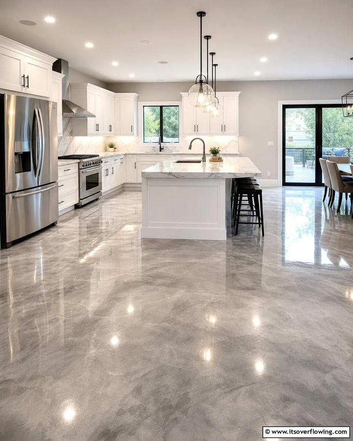 Glossy Epoxy Finish - 20 Indoor Concrete Floor Paint Ideas for a Modern Look