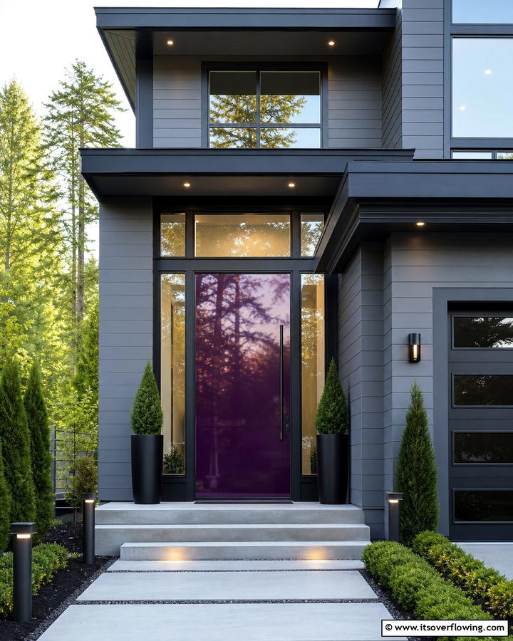 Glossy Finish for Added Shine - 20 Dark Purple Front Door Ideas for a Bold Entrance