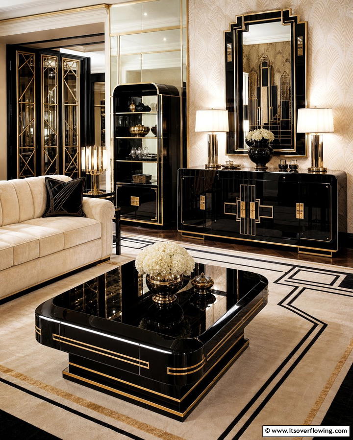 Glossy Lacquered Furniture - 25 Vintage 1930s Living Room Design Ideas for Nostalgia