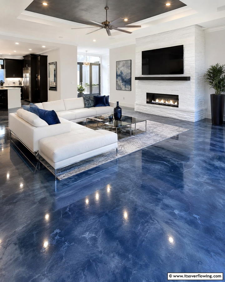Glossy Sealed Stained Concrete - 25 Stained Concrete Floors for a Unique Look
