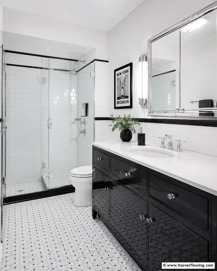 Glossy Surfaces - 30 Art Deco Bathroom Ideas for Glamorous Geometric Design
