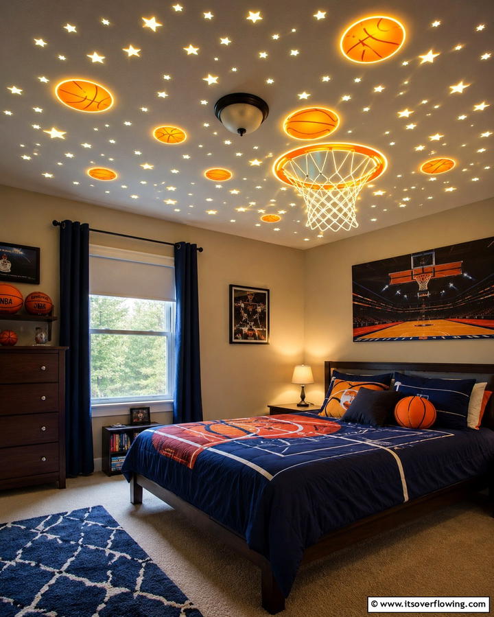 Glow in the Dark Basketball Stars - 25 Fun Basketball Room Decor Ideas for Sports Fans