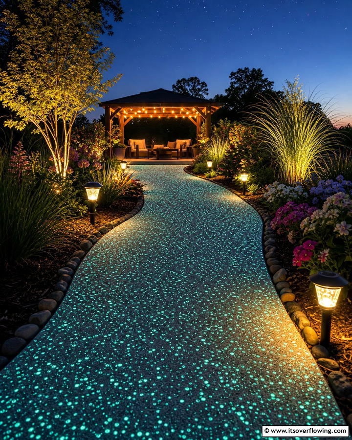 Glow in the Dark Concrete for Nighttime Charm - 20 Durable Concrete Walkway Ideas for Your Garden