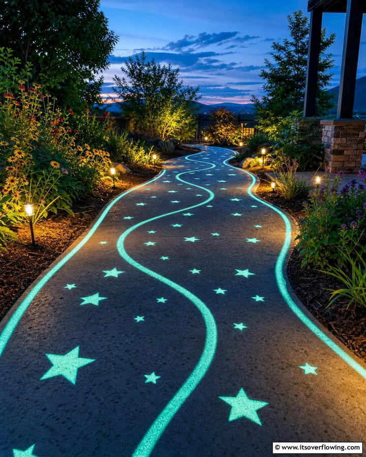 Glow in the Dark Paint for Nighttime Magic - 20 Concrete Walkway Painting Ideas for a Unique Path
