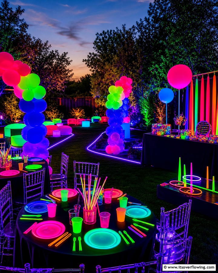 Glow in the Dark PartyOne - 25 Backyard Birthday Party Ideas for Unforgettable Celebrations