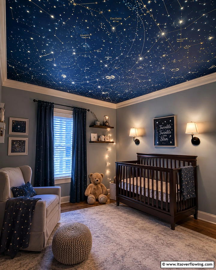 Glow in the Dark Stars Ceiling - 25 Space-themed Nursery Ideas for a Galactic Dream