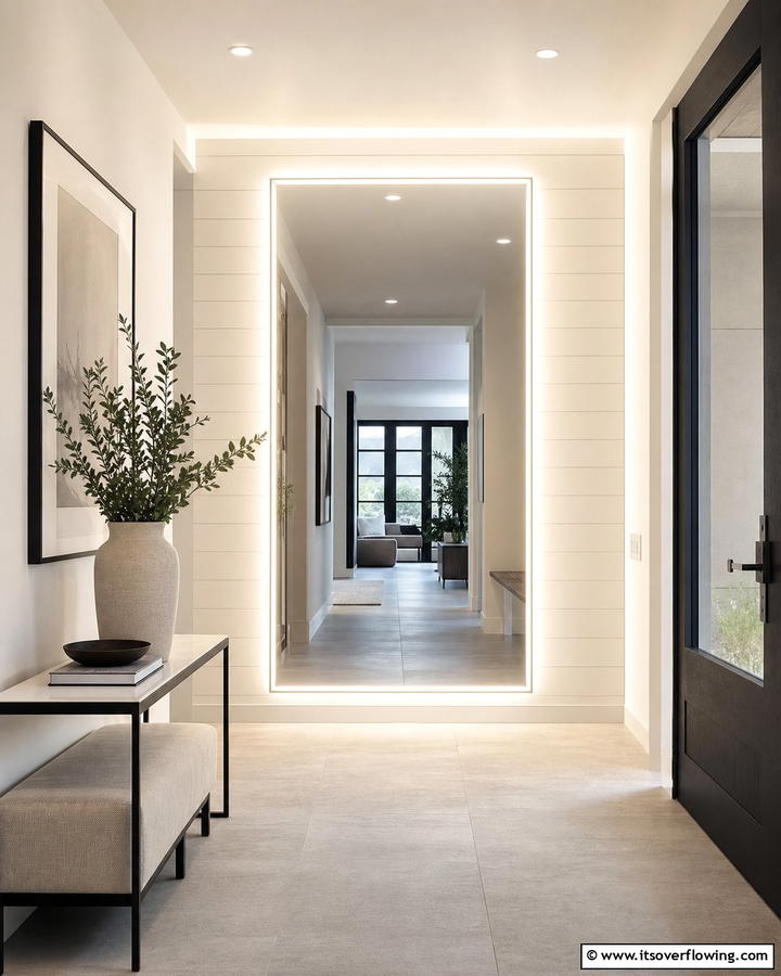 Glowing Mirror Backlighting - 21 Entryway Lighting Ideas to Brighten Your Foyer