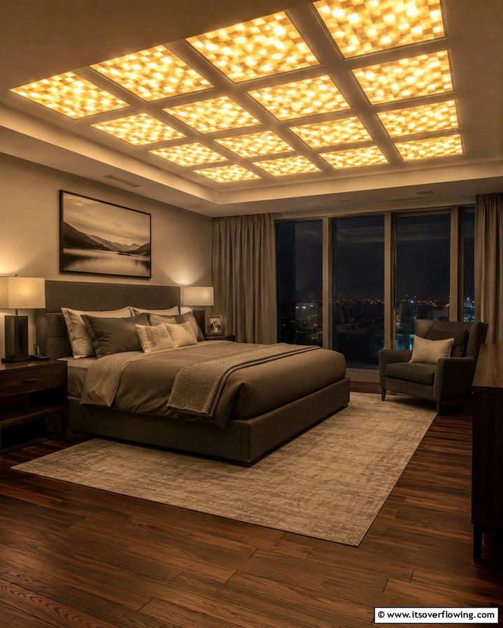 Glowstone Ceiling Lights - 30 Minecraft Bedroom Ideas for Block-Inspired Fun