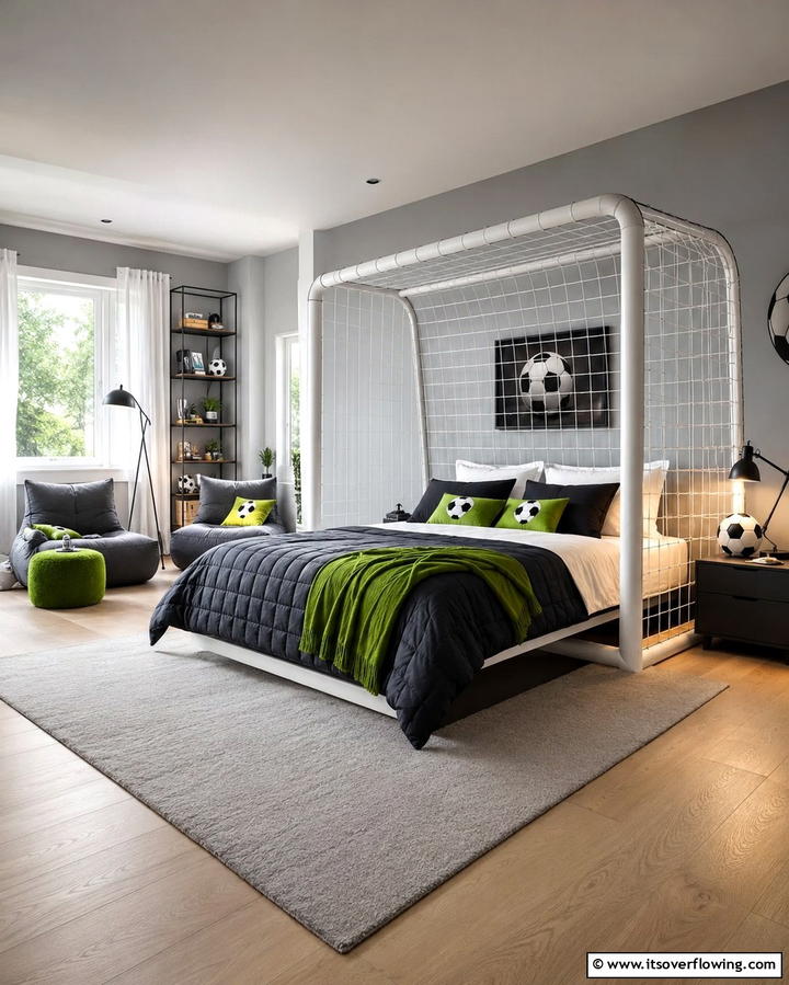 Goal Post Bed Frame - 30 Sporty Soccer Bedroom Ideas for Young Athletes