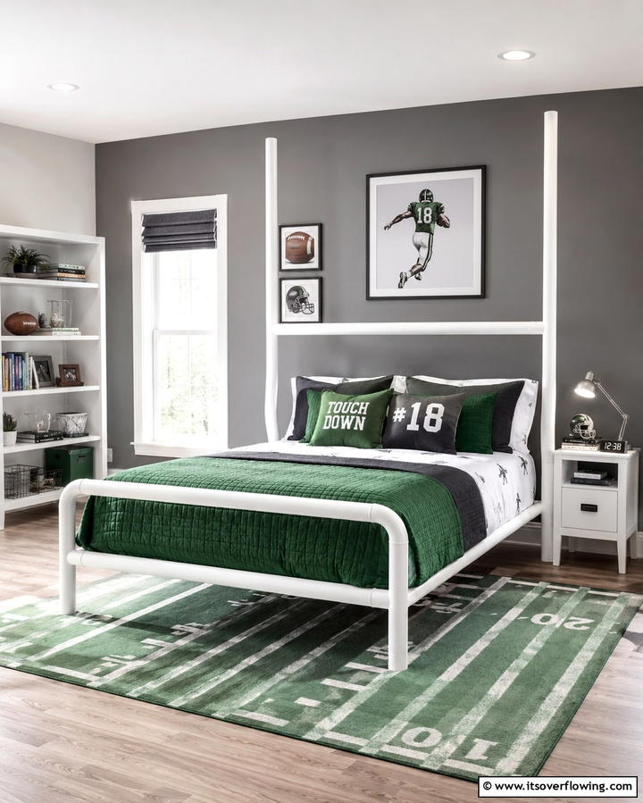 Goalpost Bed Frame - 30 Sporty Soccer Bedroom Ideas for Young Athletes