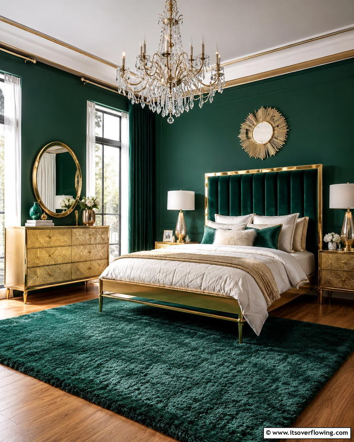 Gold Accent Furniture for Subtle Luxury - 25 Emerald Green and Gold Bedroom Ideas for a Luxurious Retreat