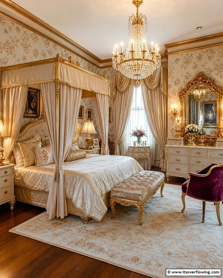 Gold Accents - 20 Blair Waldorf Bedroom Ideas- Chic & Elegant Styles