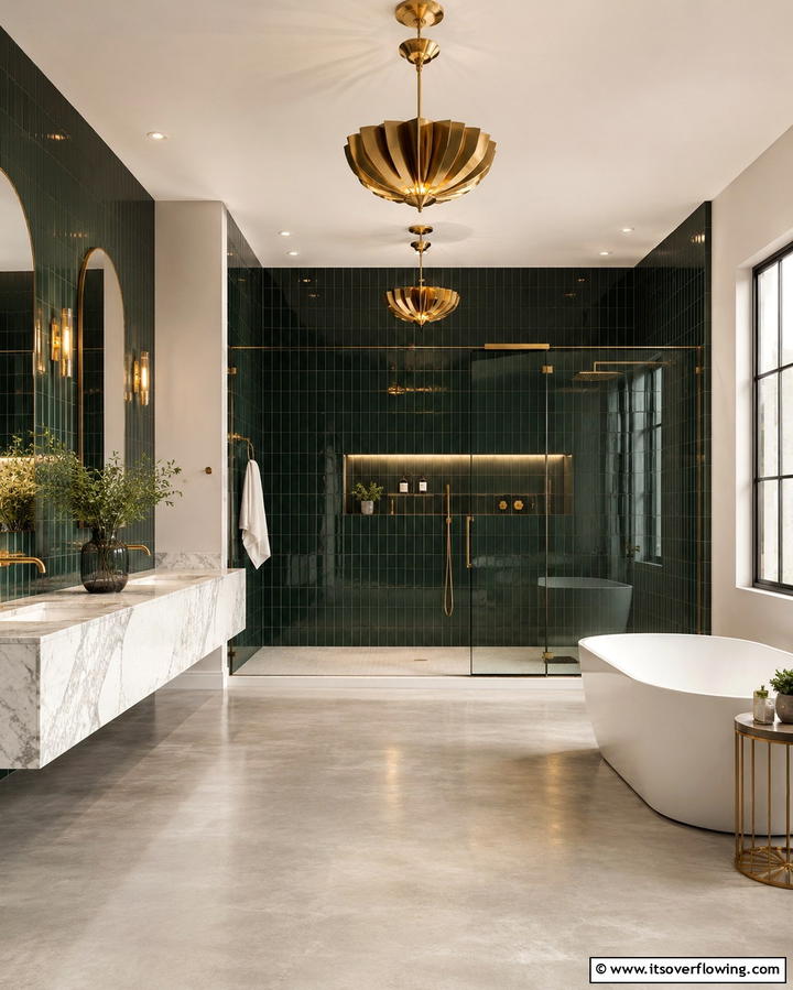 Gold Bathtubs with Green Accents - 25 Luxurious Green and Gold Bathroom Design Ideas