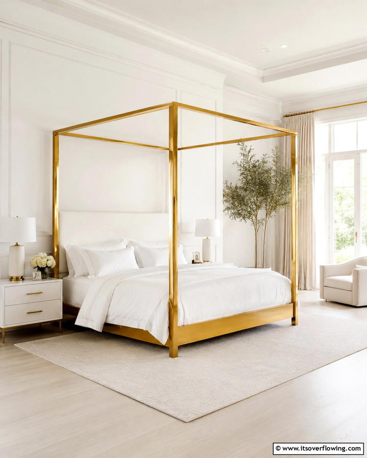 Gold Canopy Bed Frame - 25 White and Gold Bedroom Ideas for a Serene Retreat