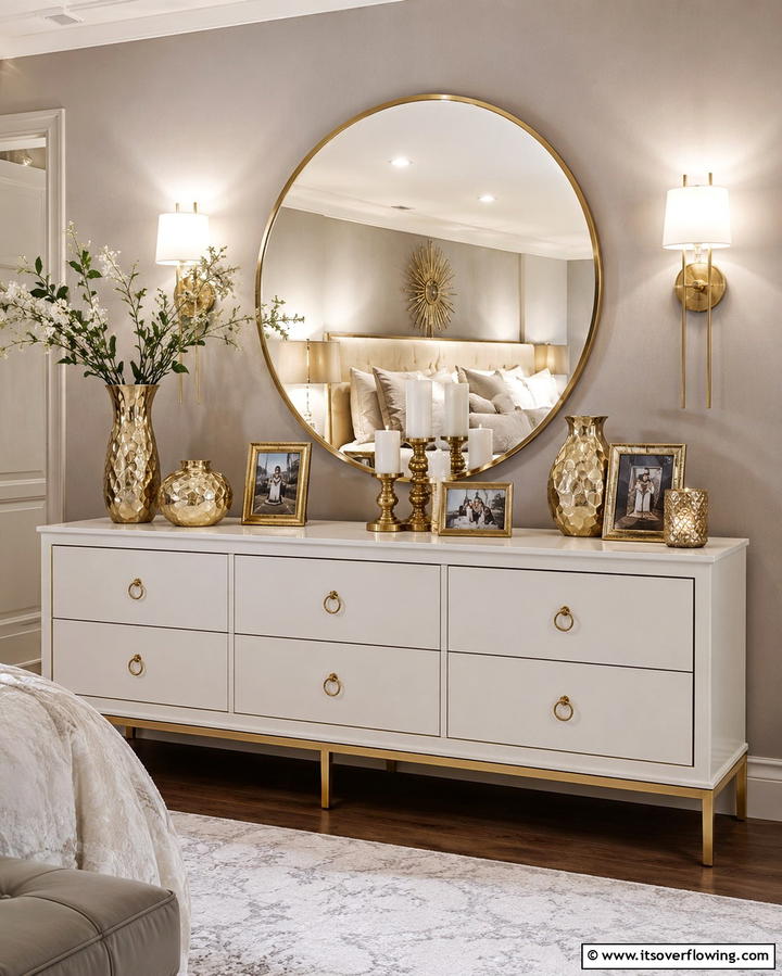 Gold Decorative Accessories - 25 White and Gold Bedroom Ideas for a Serene Retreat
