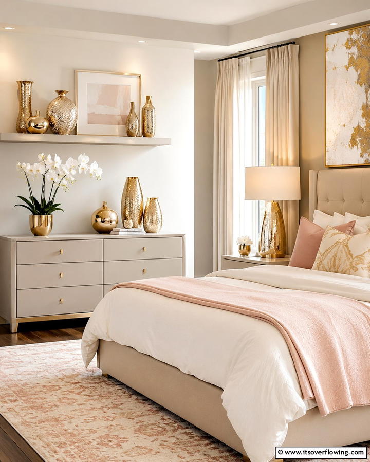 Gold Vase Decor - 25 Gold Bedroom Ideas for a Luxurious Retreat