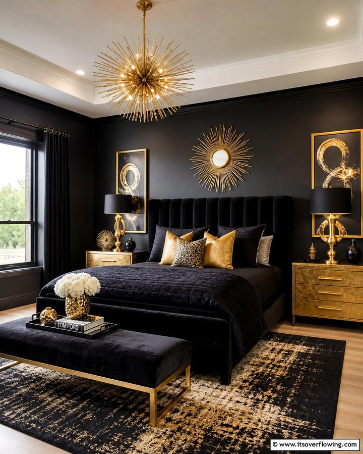 Gold and Black Palette - 25 Glam Bedroom Ideas for a Luxurious Retreat