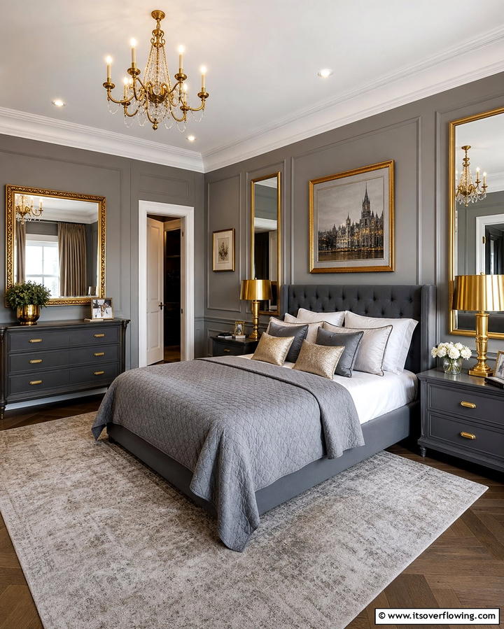 Gold and Grey Accents - 25 Yellow and Grey Bedroom Ideas for a Chic Look
