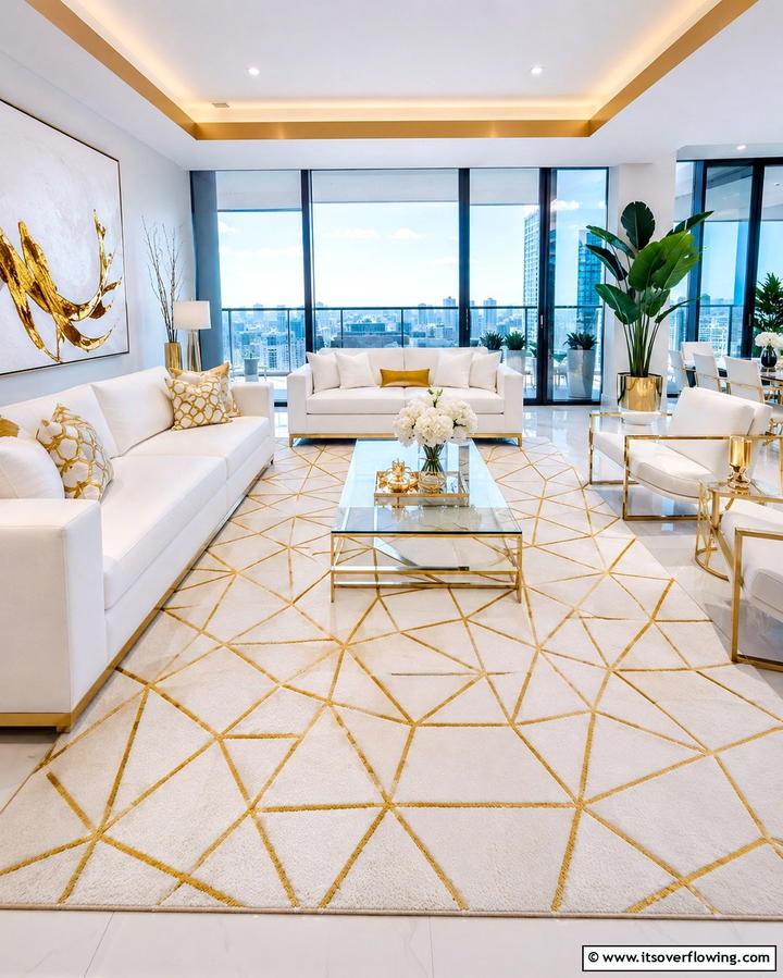 Gold and White Throw Pillows - 25 White and Gold Living Room Ideas for Elegance