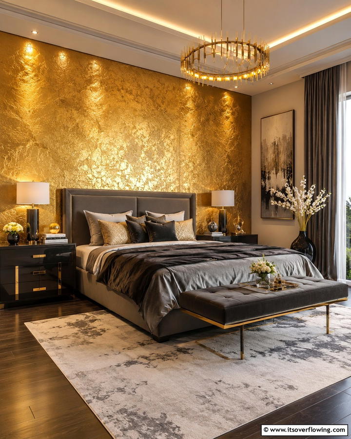 Golden Accent Walls - 25 Gold Bedroom Ideas for a Luxurious Retreat