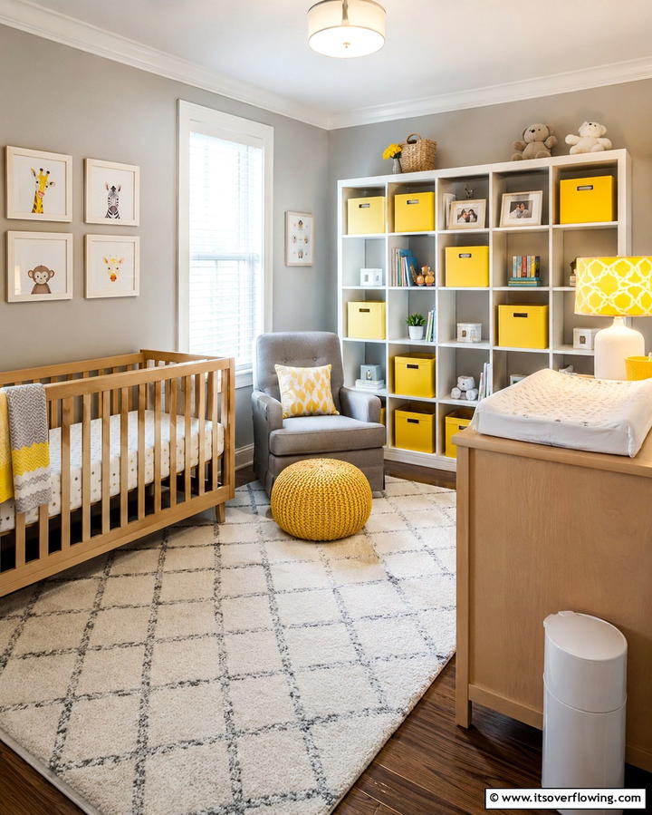 Golden Accented Furniture - 25 Yellow Nursery Ideas for a Cheerful Baby Room