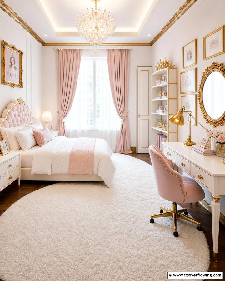 Golden Accents for a Majestic Finish - 25 Princess Room Ideas to Create a Dreamy Space
