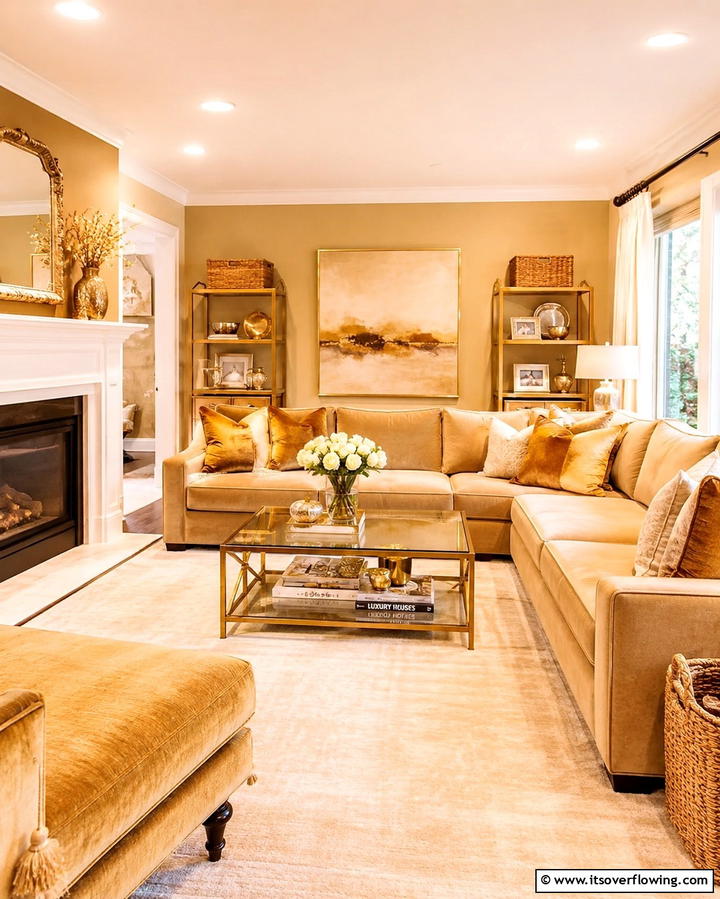 Golden Beige Glow - 25 Monochromatic Living Room Ideas for a Sleek Look