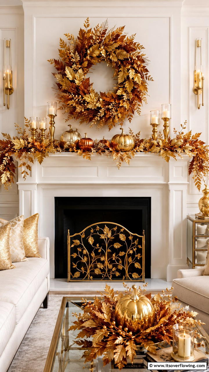 Golden Harvest - 30 Fall Mantel Decor Ideas for Seasonal Coziness